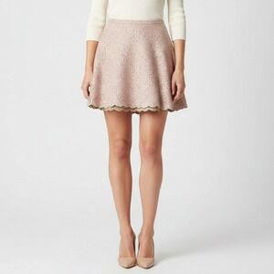 BCBGMAXAZRIA Skirt Womens Sz M Sheryl Faux Leather Boho MInimalist Scallop Pink